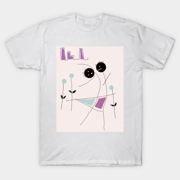 Kids Dancing Together Stick Figure T-Shirt by Eigo Wild